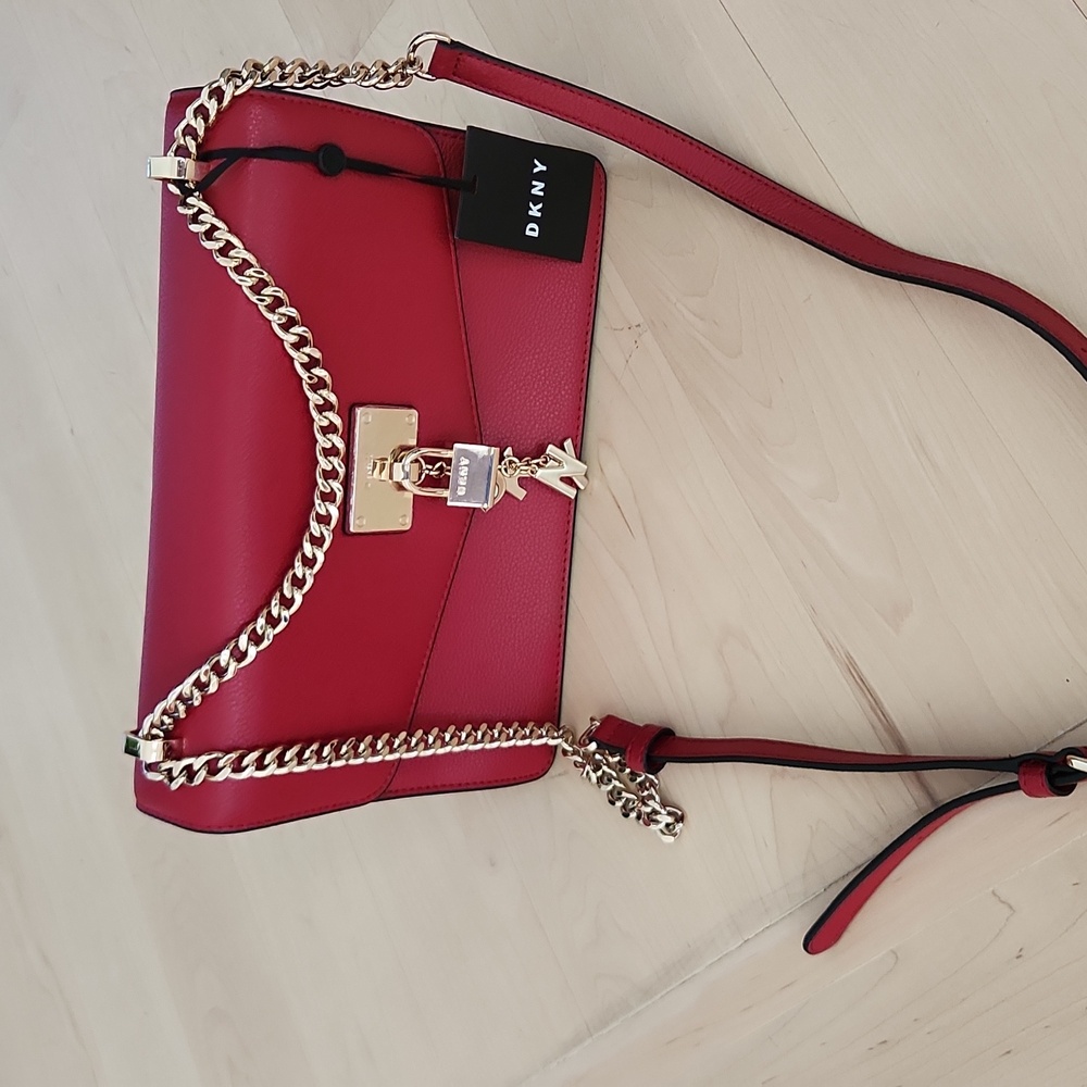 DKNY Red Bag with Gold lock and chain